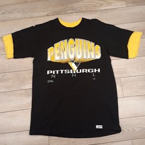 PITTSBURGH PENGUINS‎ NHL Black Salem Single Stitch Mens T Shirt Sz M 90s VTG